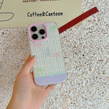 Qfdian Summer pink green check colorful fundas for iphone 15pro 14pro 13 14 15 pro max 13pro 15promax bowknot chain ins phone case