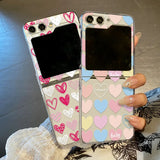 Qfdian  Cute Colorful Love Butterfly Phone Case for Samsung Galaxy Z Flip 6 ZFlip 5 Hard Folding Cover for Samsung ZFlip 4 3 7 Shell