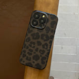 Qfdian Matte Leopard Amber Silicone Back Cover Neutral Mobile Phone Case For iPhone 16 15 14 13 12 11 Pro Max Protective Fundas Cover