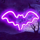 Qfdian  Halloween Ghost Shaped LED Neon Light USB Rechargeable Battery Powered Night Lamp for Wall Window Door Decor Romantic Atmosphere