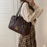 Qfdian  Vintage Y2k Aesthetic Jk Students Shoulder Bags Preppy Women Streetwear Casual Underarm Bag Fashion All Match Handbags Crossbody
