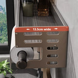 Qfdian Wall-Mounted Kitchen Spice Storage Rack Condiment Rack Multifunctional Household Utensil Rack Kitchen Hanging Organizers