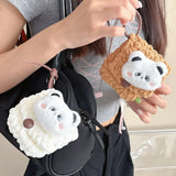 Qfdian Korea Lovely Plush Panda Knitted Headphone Cases For Galaxy Buds 2 Cover For Galaxy Buds Live Shockproof Fundas Protective Shell