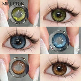 Qfdian Mill Creek 2pcs/Pair Colored Contact Lenses For Big Eyes Myopia Yearly Annual Color Cosmetic Lens Cosplay Beauty Pupils Diopters