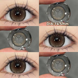 Qfdian  2PCS New Gray Prescription Contact Lenses Fashion Pupils Cosmetics Eye Color Lenses Myopia Colored Contact Lenses Brown