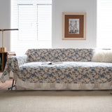 Qfdian Farmhouse Sofa Covers Blue Boho Couch Cover for 3 Cushion Couch Sofa Living Room Pet Sofa Covers for Dog Cat Washable Slipcovers