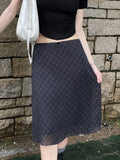 Qfdian  New Korean Chic Spring French Retro Plaid Mid-Length High Waist A-line Skirt for Women Casual Vintage Designer Y2k Female Skirt