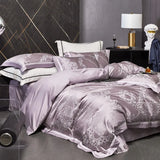 Qfdian 4Pcs High Precision Damask Jacquard Egyptian Cotton Soft Silky Bedding Set Duvet Cover Set Bed Sheet/Fitted Sheet Pillowcases