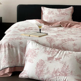Qfdian Luxury Organic Bamboo Soft Silky Printing Bedding Set Single Double Queen King Size Duvet Cover Flat/Fitted Bed Sheet Pillowcase