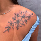 Qfdian  Natural Vine Floral Tattoo Sticker Black Gray Realistic Gradient Waterproof Long Lasting Temporary Tattoo for Women Shoulder