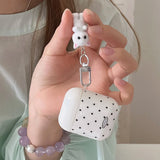 Qfdian Korea Cute Black Polka Dots Soft Cover Case For Apple AirPdos 1 2 3 4 Pro 2 Earphone Protection Cases Cartoon Lovely Cat Pendant