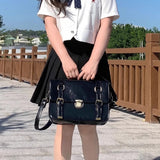 Qfdian Y2k Aesthetic Preppy Women Shoulder Bag Vintage Jk Girls Students Trendy Backpacks Casual All Match Fashion Handbags Crossbody