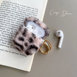 Qfdian Luxury Pink Leopard Print Winter Plush Earphone Case For AirPods 1 2 3 4 Pro 2 Bluetooth Headset Protective Shell With Keychain
