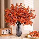 Qfdian  5pcs Fall Babys Breath Artificial Flowers Fake Plants for Home Wedding Centerpiece Table Thanksgiving Party Autumn Decorations