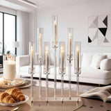 Qfdian  Acrylic Candelabra Centerpiece for Tables Wedding,Clear 7 Arm Candle for Party,Brithday,Baby Shower,Halloween,Christmas candelab