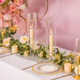 Qfdian  Clear Glass Hurricane Candle Holder Set of 2, 13.8 inch Tall ,  Table Centerpiece Wedding Party Decor,Christmas Halloween decor