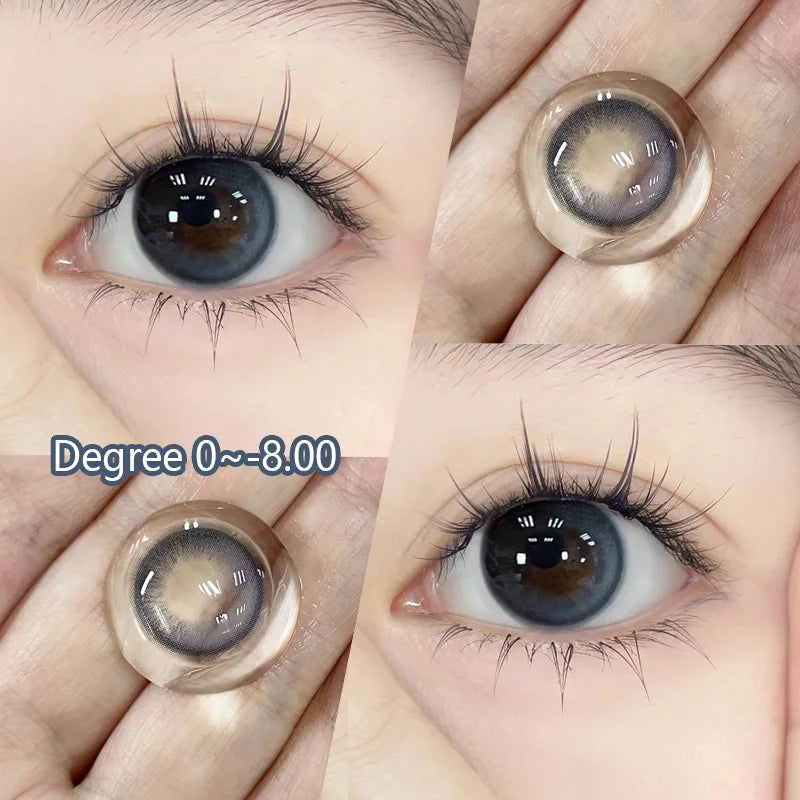 YIMEIXI 2Pcs Red Eye Lenses Colorcon Korean Lenses Colored Contact Lenses with Degree Myopia Lenses Color Cosmetic