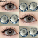 Qfdian 1 Pair Colored Contact Lenses for Eyes Natural Fashion Lenses Gray Beauty Pupils Blue Eye Lenses Cosmetics Soft Lenses