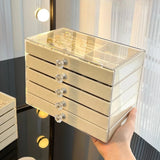 Qfdian  3/5Layer Flannel Jewelry Box Earring Necklace Ring Boxes Jewelry Dustproof Tabletop Organizers Multifunctional Storage Box Gifts