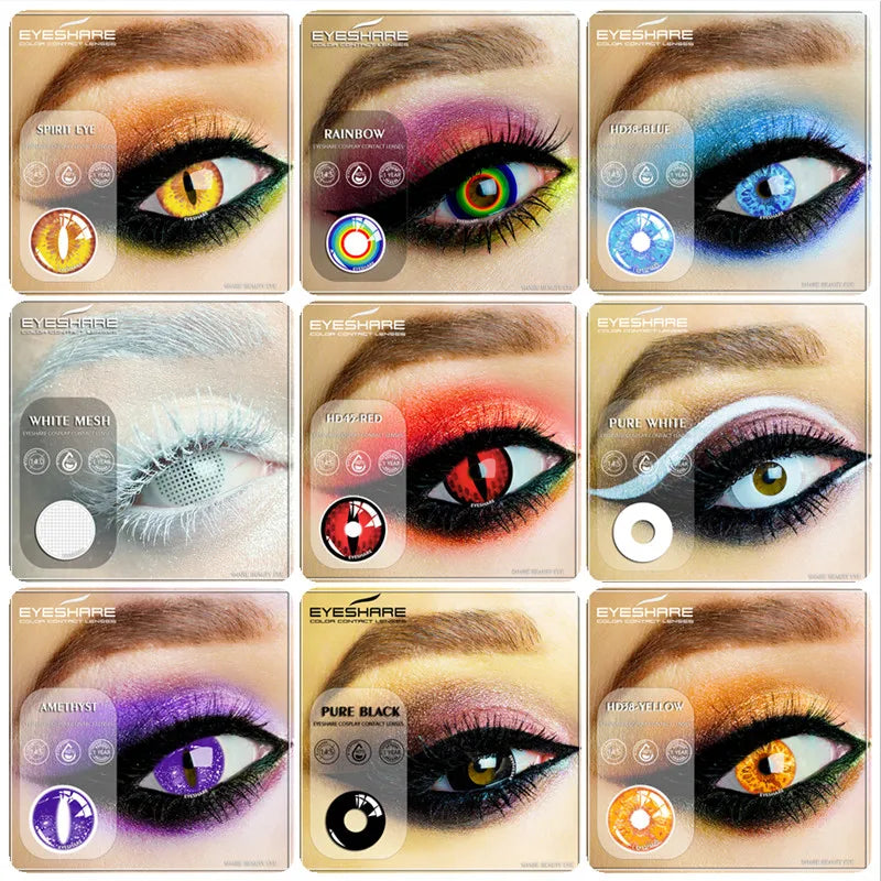 EYESHARE 2pcs Cosplay Colored Contact Lenses Yearly Use Halloween Cosmetic Colored Contacts Lenses for Eyes Anime Contact Lens