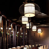 Qfdian  New Lantern Pendant Light Personalized and Creative Tea Room Light Iron Art Yang Table Light Fabric Simple Chinese Style