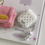 Qfdian Korea Cute Black Polka Dots Soft Cover Case For Apple AirPdos 1 2 3 4 Pro 2 Earphone Protection Cases Cartoon Lovely Cat Pendant