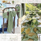 Qfdian  1/2Pcs Sage Green Cheesecloth Table Runner Rustic Boho Table Runners Sheer Gauze for Wedding Bridal Shower Birthday Party Decor