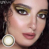 Qfdian 1 Pair Colored Contact Lenses for Eyes Natural Brown Lenses Beauty Lenses Gray Lenses Eye Contact for Woman Quality Lens