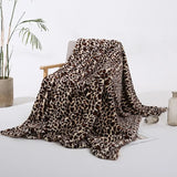 Qfdian  Faux Rabbit Fur Leopard Print Double-layer Coral Rabbit Plush Blanket Bedroom Sofa Soft Breathable Warm Cover Blanket