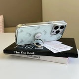 Qfdian  Cute niche blue bottom dolphin ring bracket is suitable for Apple 16promax mobile phone case iPhone15pro new model