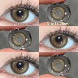 Qfdian  2PCS New Gray Prescription Contact Lenses Fashion Pupils Cosmetics Eye Color Lenses Myopia Colored Contact Lenses Brown