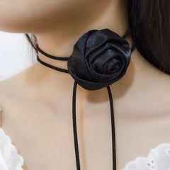 Fashion Retro Rose Necklace Elegant Collar Bohemian Exaggerated Flowers Necklet Handmade Charm Velvets Clavicle Chain jewelry