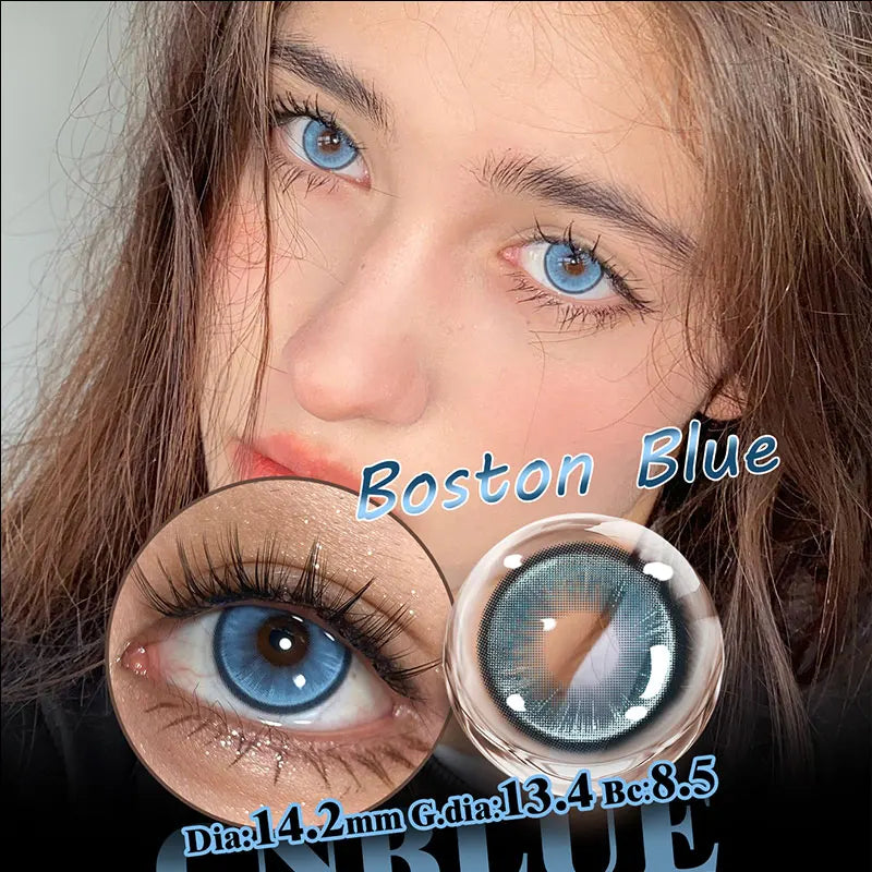 Qfdian 1 Pair New Style Myopia Degree Contact Lenses Big Eye 1 Year Use Soft High Quality Blue Purple Green Contact Lenses