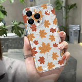 Qfdian  Autumn Leaves Phone Case For iPhone 16 15 14 13 12 11 Pro Max Mini X XS SE4 7 8 Plus 16E Shockproof Non-Slip Soft Cover Fundas