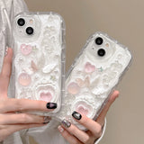 Qfdian Korea Silve 3D Butterfly Cartoon Heart Phone Case For iPhone 16 15 14 13 12 Pro Max Luxurious Lovely Soft Shockproof Back Cover