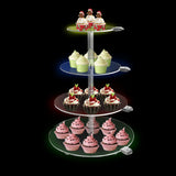 Qfdian  4 Tier Round Acrylic Cupcake Stand, Clear Cupcake Tower Stand with Led, Premium Acrylic Dessert Stand for Wedding Birthday Baby
