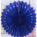 Qfdian  16Pcs Blue Yellow Graduation Grad Party Decoration Birthday Hanging Paper Fan Honeycomb Lanterns for Royal Boy Baby Shower Decor