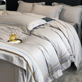 Qfdian 100% Egyptian Cotton Luxury Embroidery Hotel Style Bedding Set Queen King Size Duvet Cover Set Bed Sheet/Fitted Sheet Pillowcase