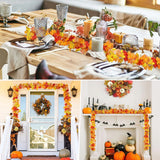 Qfdian  2/3pcs Artificial Maple Leaf Fall Garland Autumn Leaves Hanging Vines Thanksgiving Halloween Wedding Home Decorations 5.7Ft Each