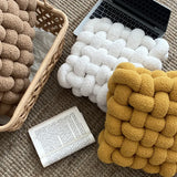Qfdian  Lamb Wool Cushion Square Hand Woven Solid Color Simple Chair Sofa Bedroom Living Room Cushion Home Decoration Bay Window Cushion
