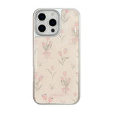 Qfdian Ins gilding flower back cover for iphone 14 15 13 pro max 16 promax cartoon tulips shiny phone case