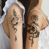 Qfdian  5pcs Waterproof Temporary Tattoo Sticker Lion Flower Snack Wolf Rose Tigar Dark Elegant Fake Tatto Flash Tatoo for Women Men