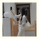 Qfdian Korean Chic Office Lady Shoulder Underarm Bag Elegant Pleated Casual Bags for Women Sweet Y2k Aesthetic Fashion Simple Handbags