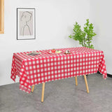 Qfdian  1/2/3pcs Disposable Red Gingham Plaid Table Cloths for Parties, Rectangle Party Table Cover for Picnic Farm Birthday Wedding,