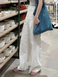 Qfdian  Summer Casual Loose Student White Women Straight Leg Pants New Korean Women's Fashion High Waisted Cotton Linen Wide Leg Pants
