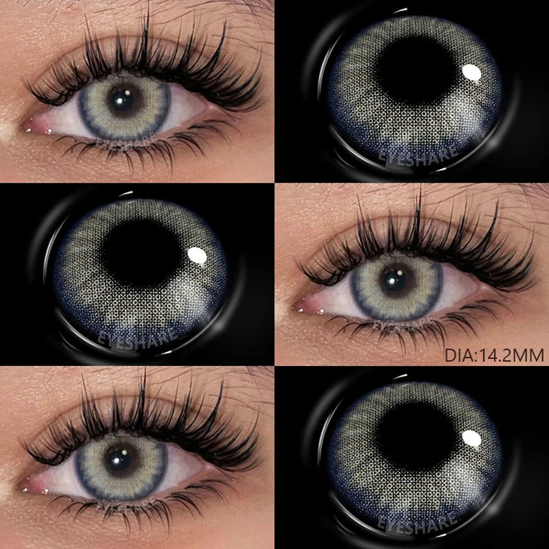 AMARA Gray Lenses 1 Pair Colored Contact Lenses for Eyes for Dark Eyes Natural Eye Contact Fashion Lenses 14/14.2/14.5mm