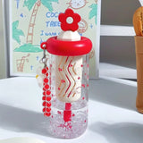 Qfdian  Cute Flower Tea Glasses With Straw Tumbler Glass Water Bottle For Girls Large Capacity Cold Coffee Juice Cups Drinking Utensils