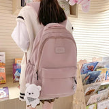 Qfdian Waterproof Teenage Bookbag Nylon Rucksack Fashion Girl Backpack Women Shoulder Bag High School Schoolbag Black