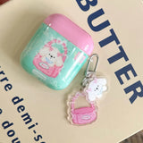 Qfdian New Korea Popular Cartoon Cute Funny Pink Dog Cover TPU Case For Airpods Pro 2 Airpods 1 2 3 Pro 3nd Wireless Earphone Case