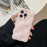 Qfdian Lovely Pink 3D Bubble Gloss Silicone Shockproof Phone Back Cover Fundas Case For iPhone 11 12 13 14 15 16 Pro Max Plus Coque